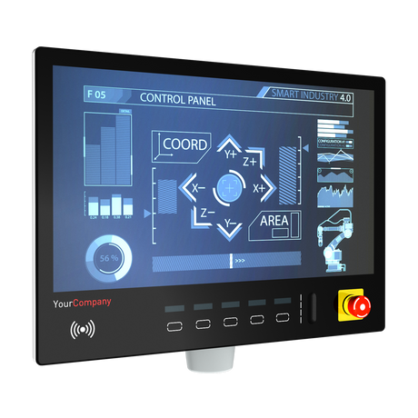 EFCO Eagle-Eyes Human Machine Interface HMI, flach, mit Tastenfeld und Tragarm Flansch