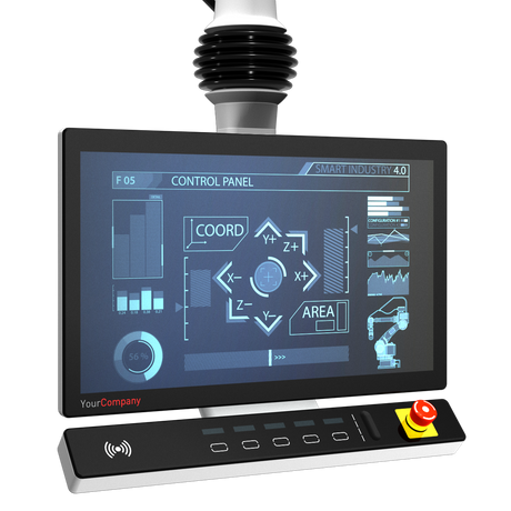 EFCO Eagle-Eyes Human Machine Interface HMI, flach, mit Tastenfeld und Tragarm Flansch