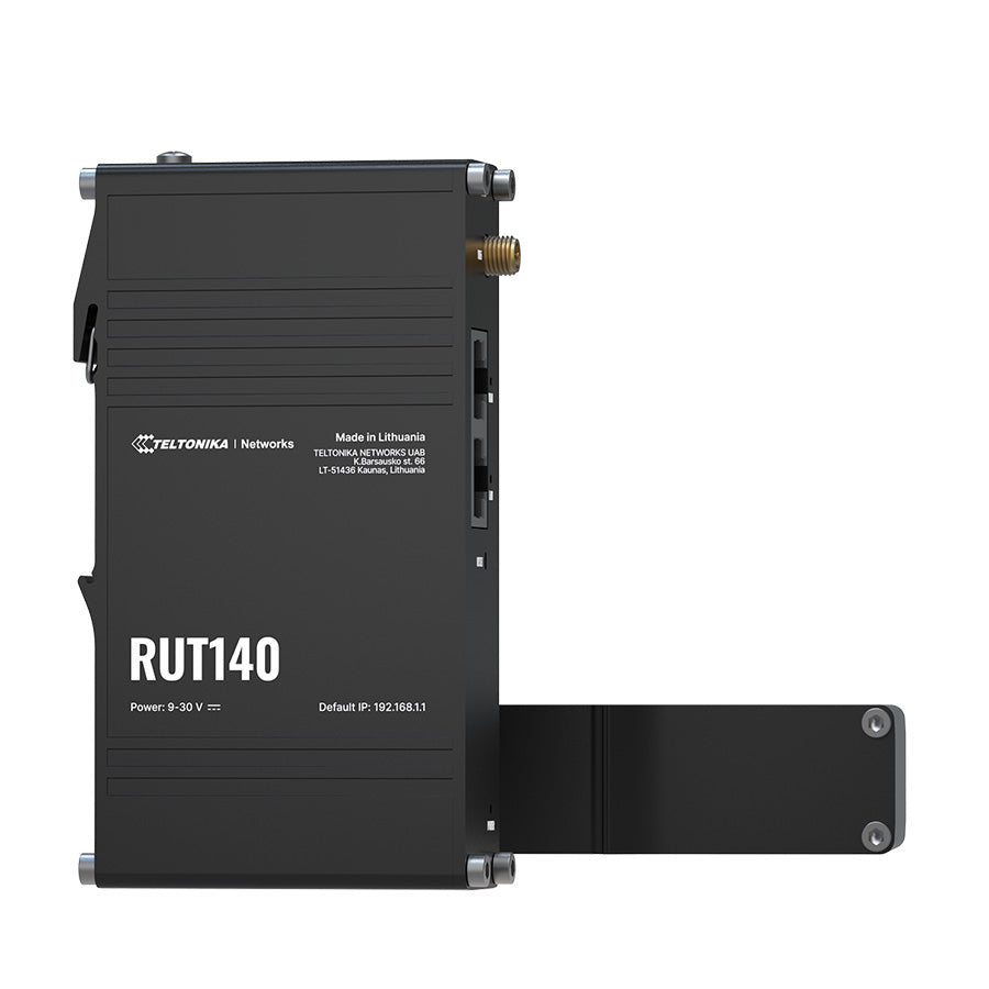 Übersicht RUT140 Industrial Ethernet Router mit 2x 10/100MBit, WiFi und Hutschienenmontage