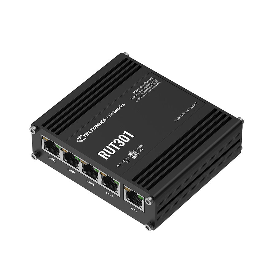 Seitenansicht RUT301 Industrial IoT Router mit 5x Fast Ethernet und VPN