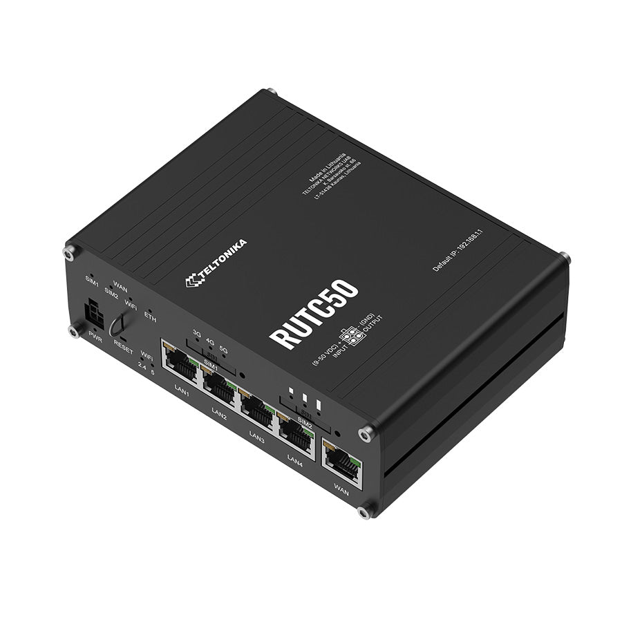 Teltonika RUTC50 5G Router mit WLAN/WiFi-6 Seitenansicht