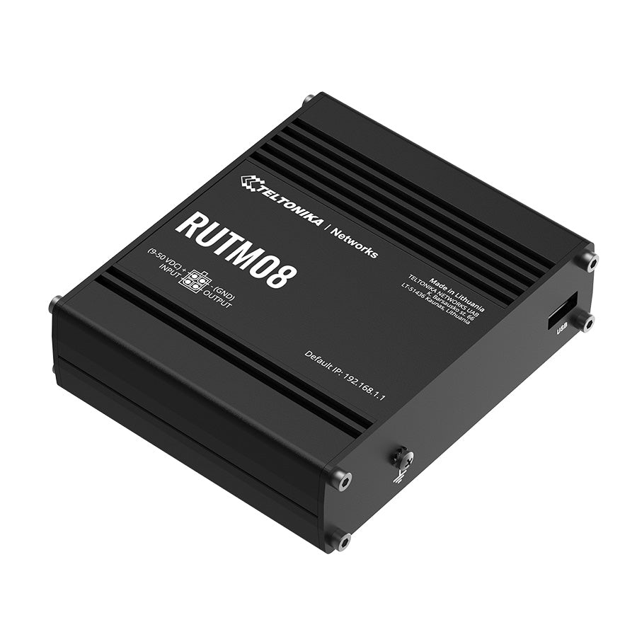 Teltonika RUTM08 Industrial IoT Router mit 4x GbE und VPN, Seitenansicht