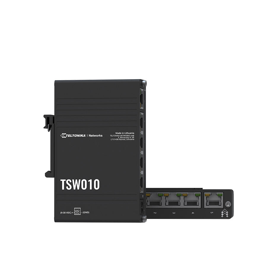 TSW010 Industrial 5-Port 100MBit Unmanaged Ethernet Switch (5x RJ45 Ports), Hutschiene