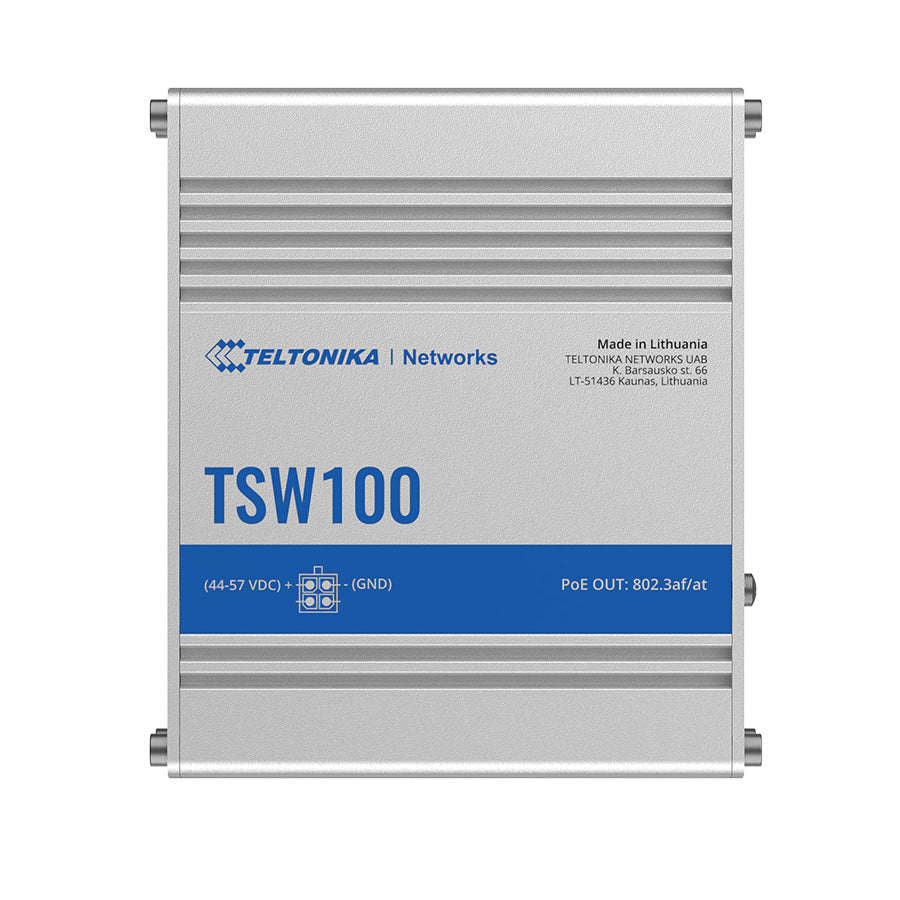 TSW100 Industrial 5-Port Gigabit Unmanaged PoE+ Ethernet Switch (5x RJ45 Ports)