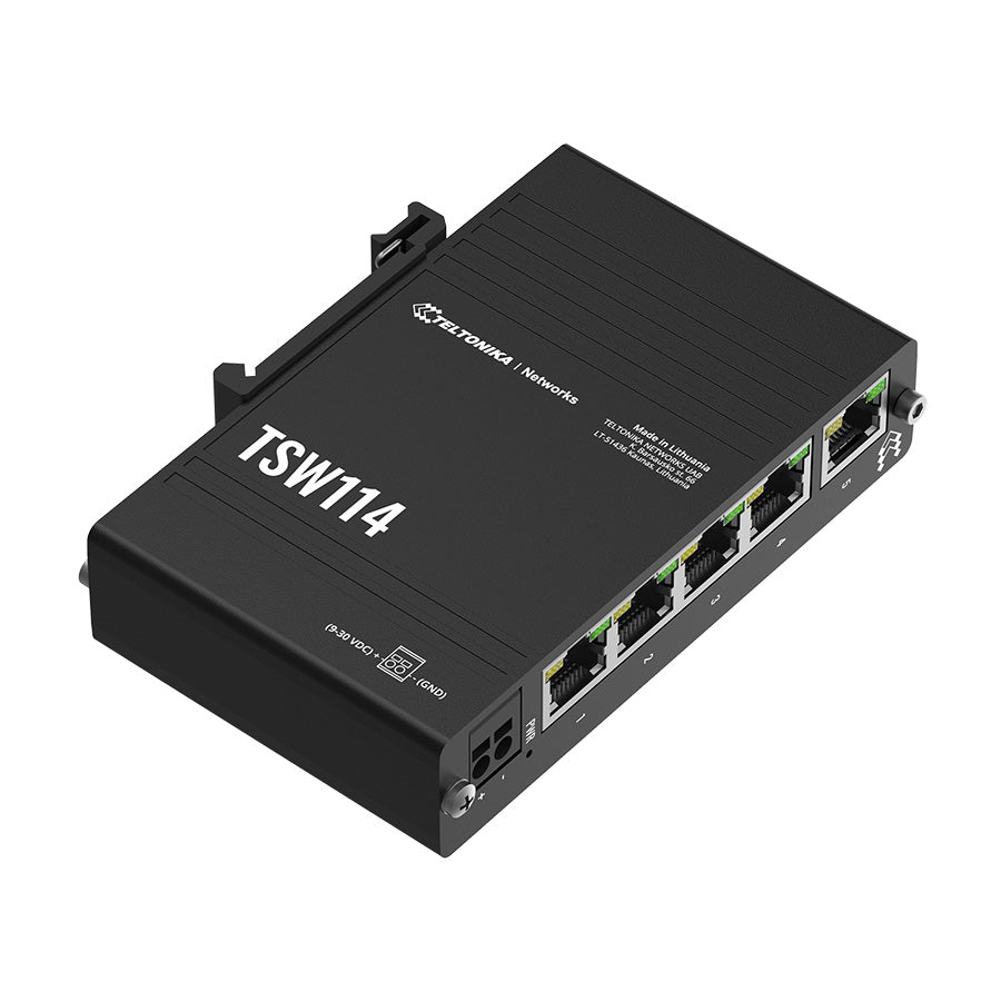 TSW114 Industrial 5-Port Gigabit Unmanaged Ethernet Switch (5x RJ45 Ports), Hutschiene