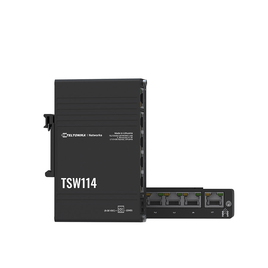 TSW114 Industrial 5-Port Gigabit Unmanaged Ethernet Switch (5x RJ45 Ports), Hutschiene