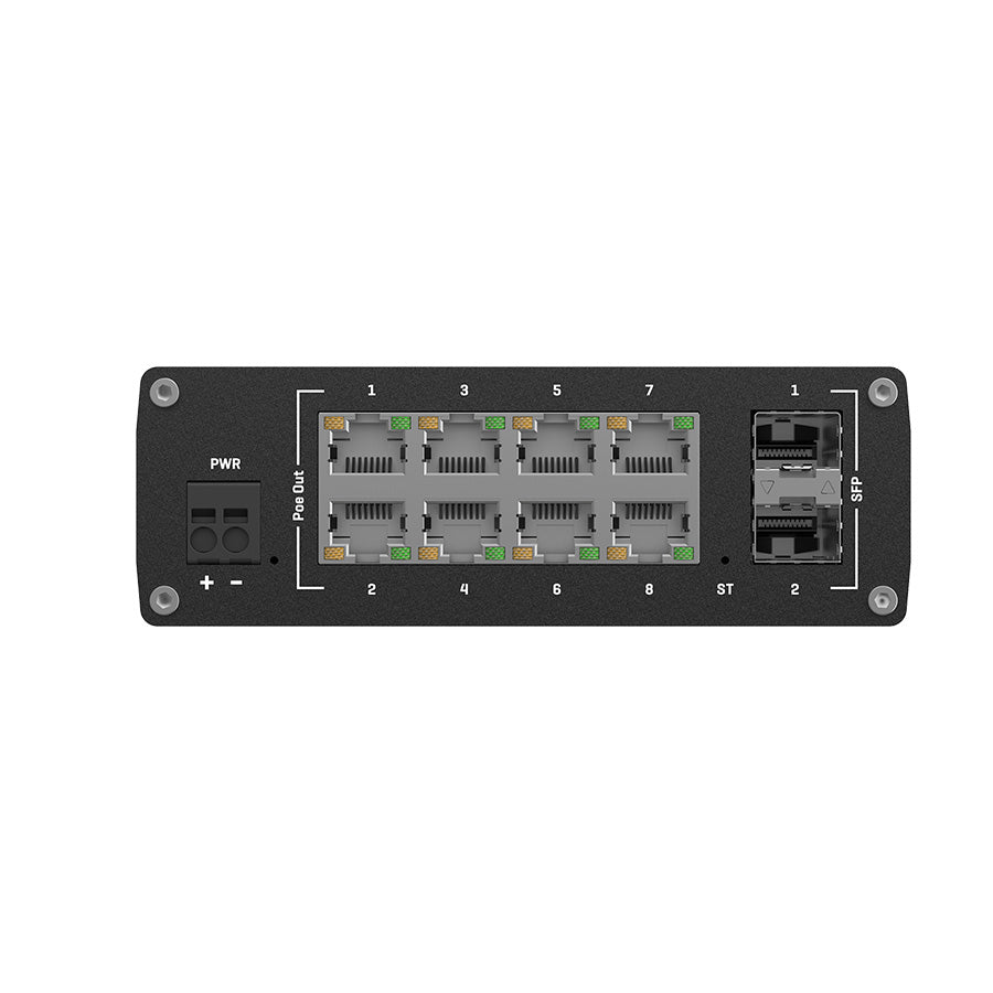 TSW202 10-Port Managed Gigabit PoE+ Ethernet Switch (8x RJ45 Ports, 2x SFP)