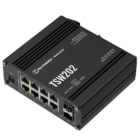 TSW202 10-Port Managed Gigabit PoE+ Ethernet Switch (8x RJ45 Ports, 2x SFP)