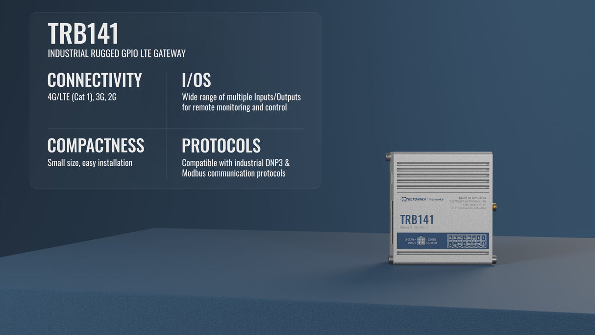 TRB141 Industrial 4G/LTE I/O Gateway