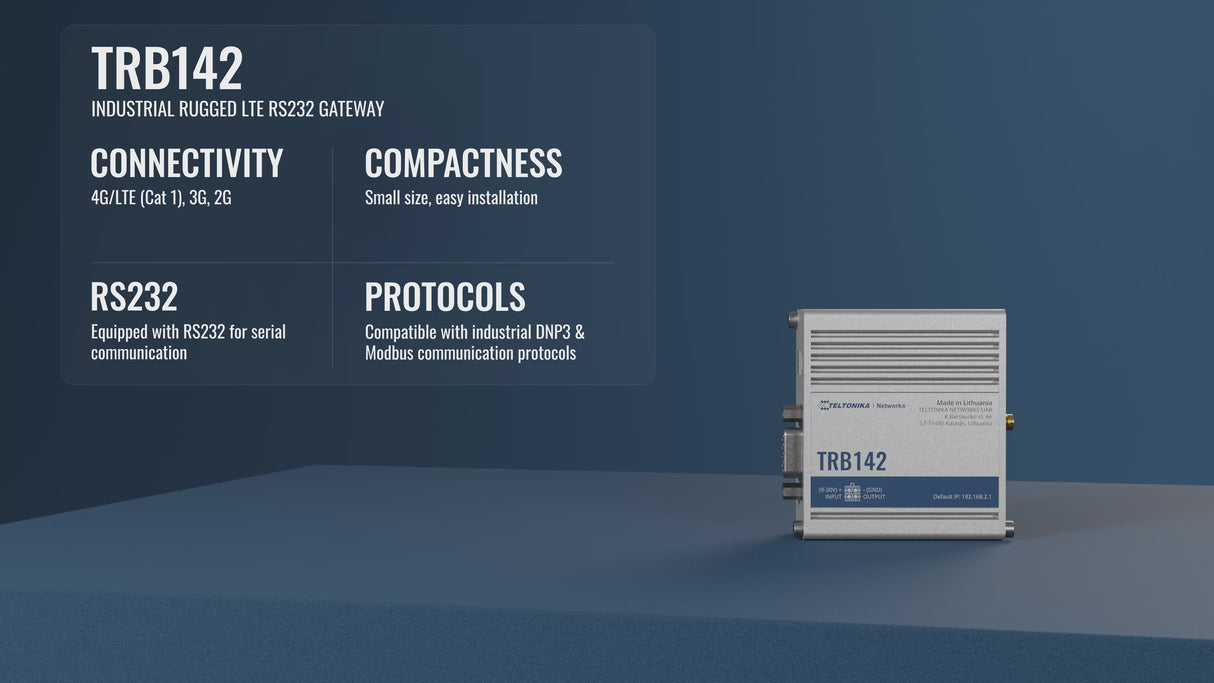 TRB142 Industrial 4G/LTE RS232 Gateway